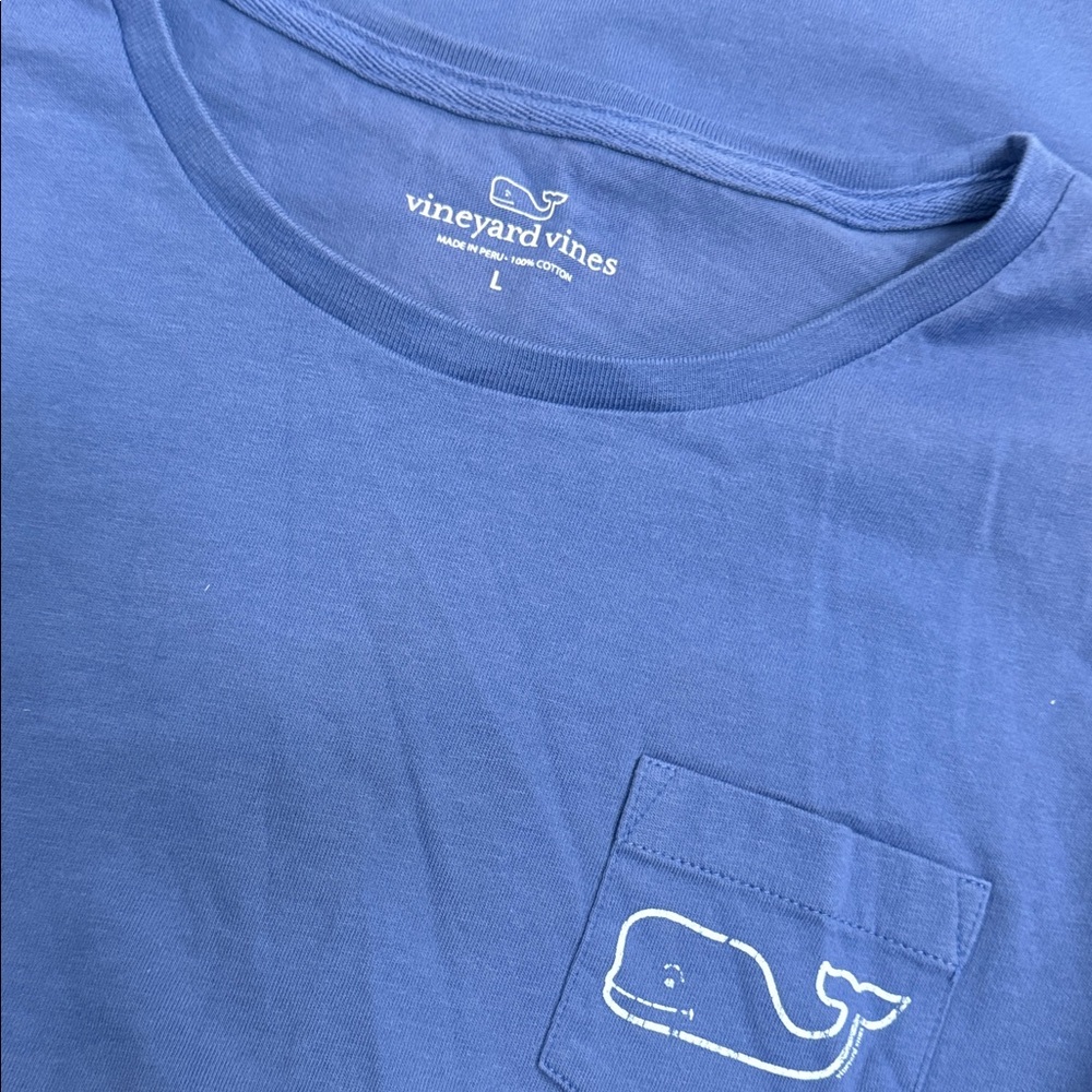 Vineyard Vines Royal Blue Long Sleeve Pocket Tee with Whale - Picture 3 of 3
